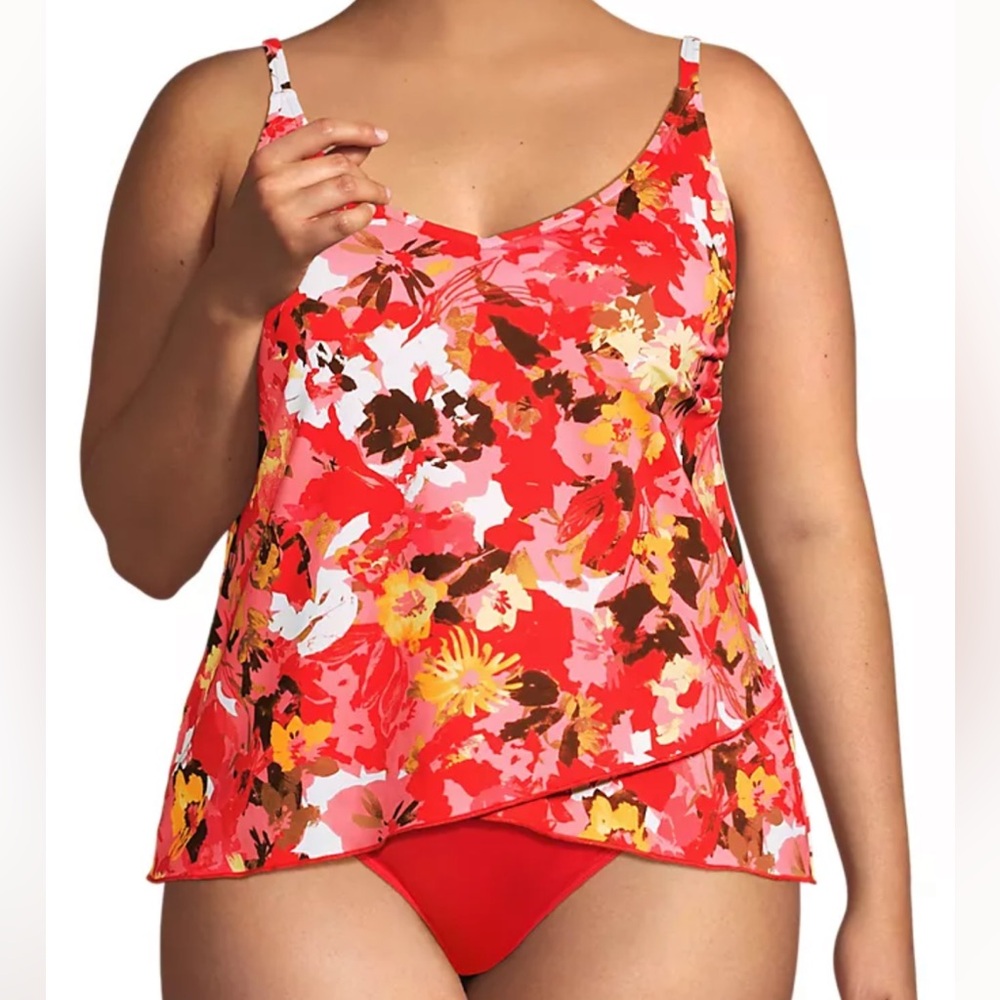Lot of 2 NWT $180 Lands' End Sky Blue and Floral Plus Tankini Tops. Size 2X - Picture 6 of 9